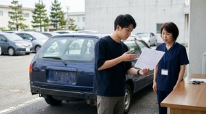 ナンバープレートのない車と申請書類