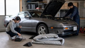 長期保管に備えたバッテリー充電やカバーの準備と車両点検