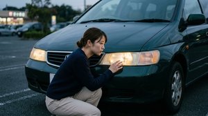 車のヘッドライトの点灯状態の確認