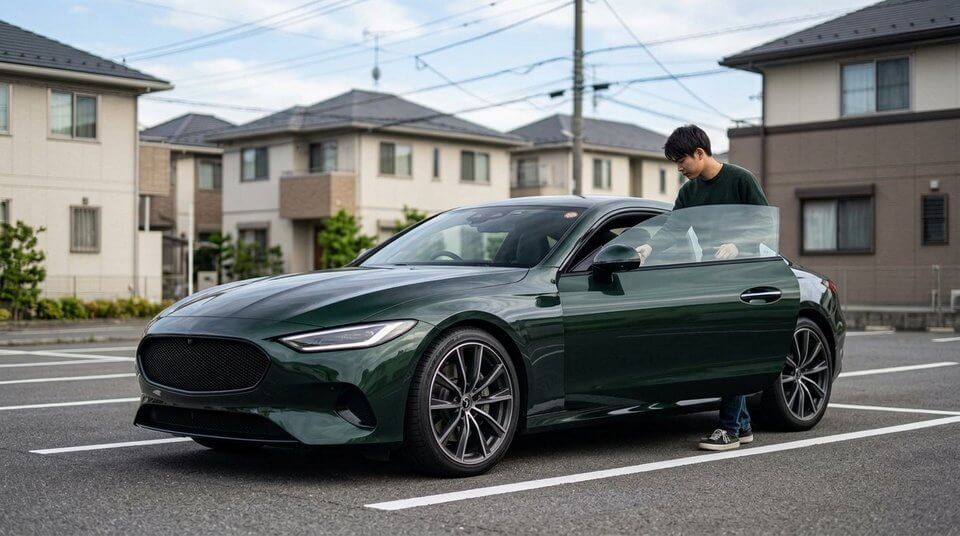 車のドアを開けて車内を確認する様子