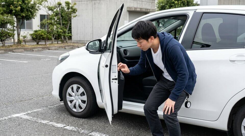運転席ドア付近の指定空気圧ラベルの確認