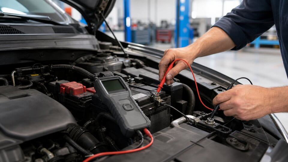テスターを使った車のバッテリー電圧の点検