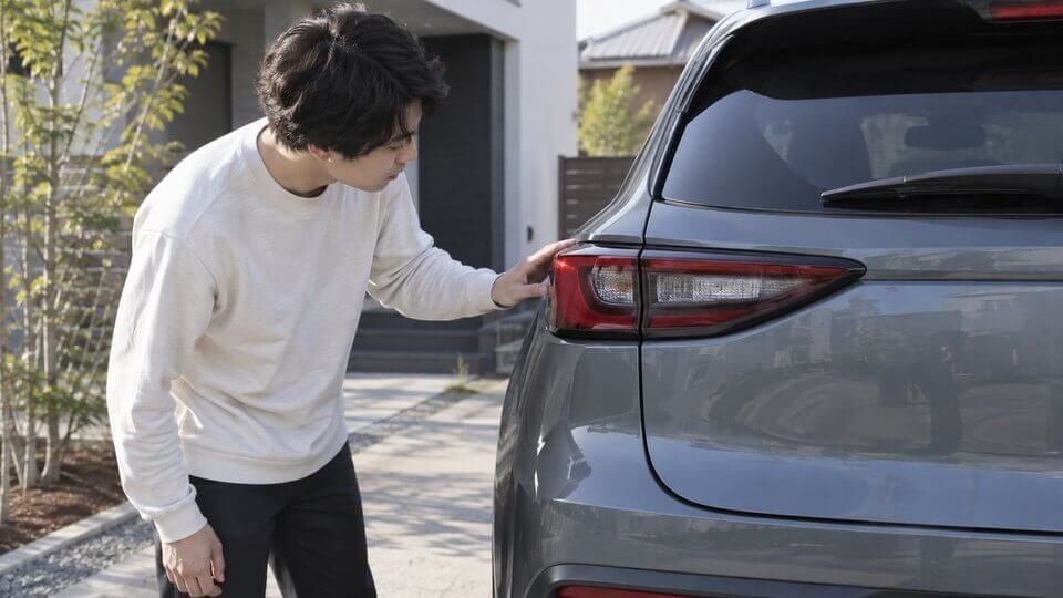 車両後部のブレーキランプを確認